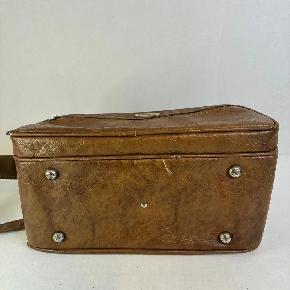 Samsonite Silhouette II Vintage Brown Faux Leather Messenger Bag Carry On Mens - Picture 12 of 16